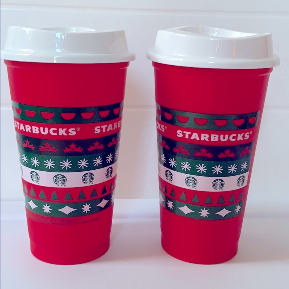 Starbucks Christmas Cups & Lids 2 Reusable Tumblers 2020
